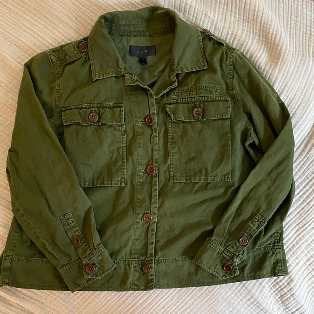 J. Crew Olive Utility Jacket for Women 100%Cotton EUC Size 8